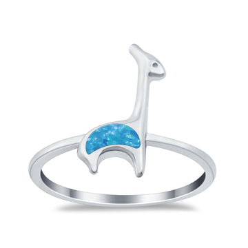 Giraffe Band Ring Lab Created Blue Opal 925 Sterling Silver